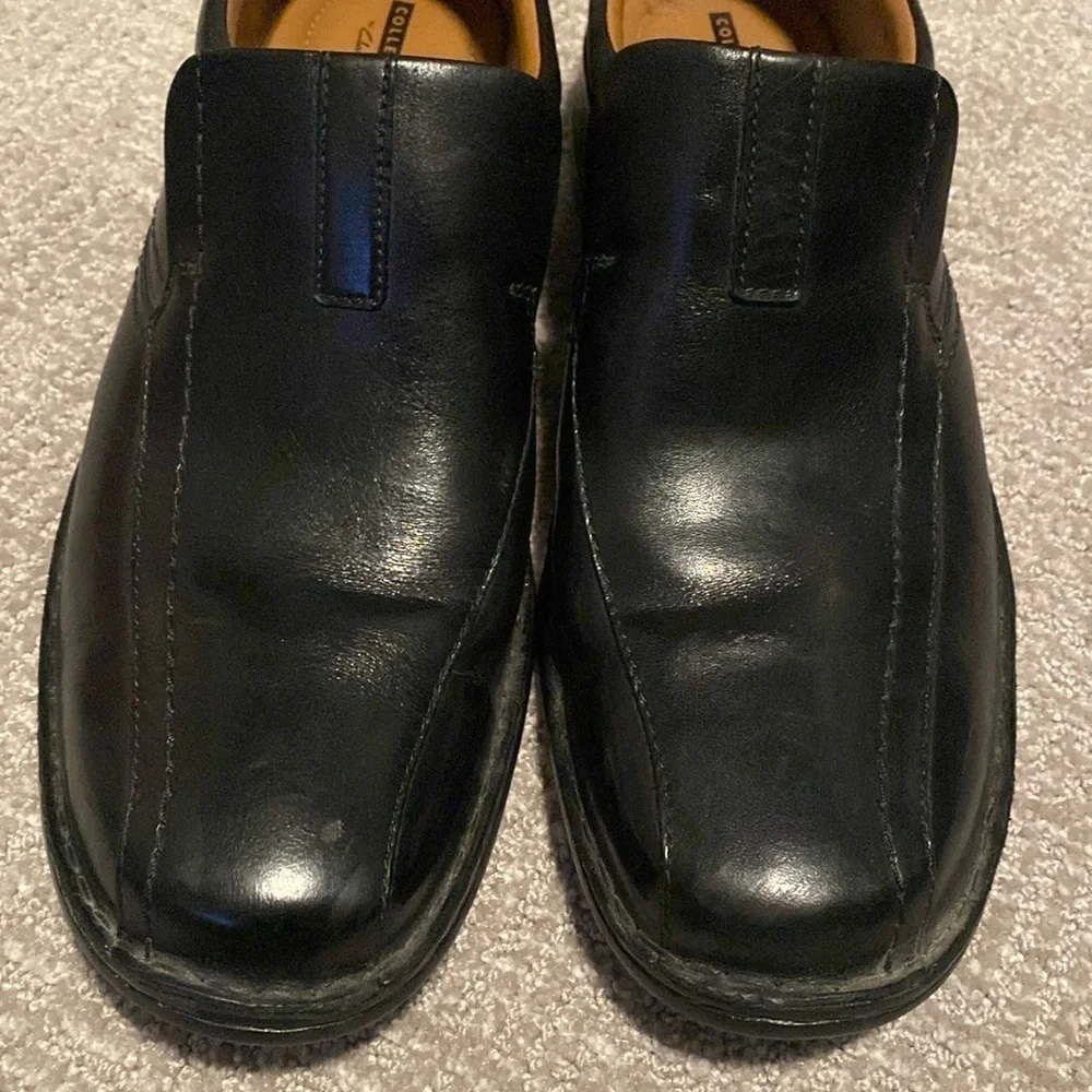 Clarks Men's 11.5 Leather slip-on Loafers Black comfort classic office Simple